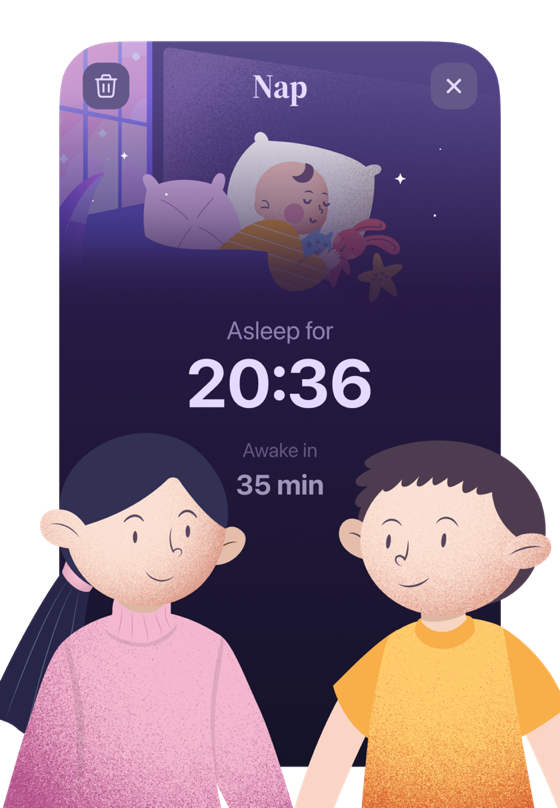 Luli nap screen with parents illustration